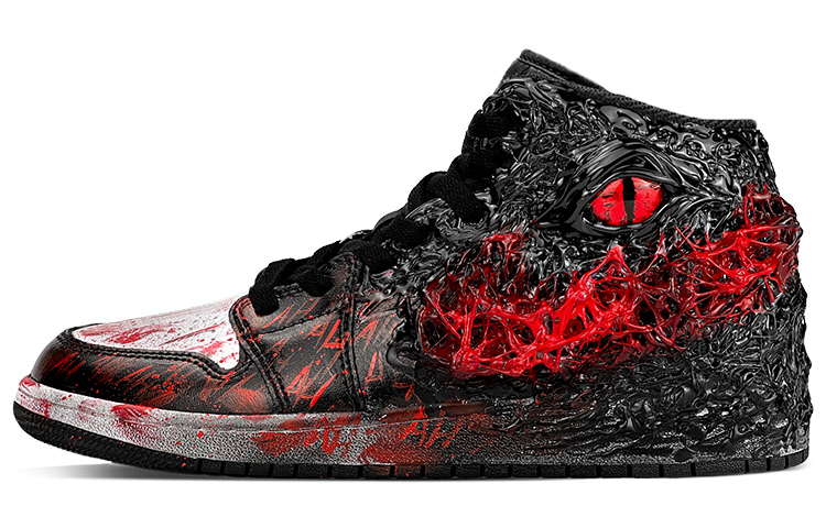 Jordan Air Jordan 1 Mid Cushioning Coverage Support High-Top Vintage Basketball Shoes Men's Black Red