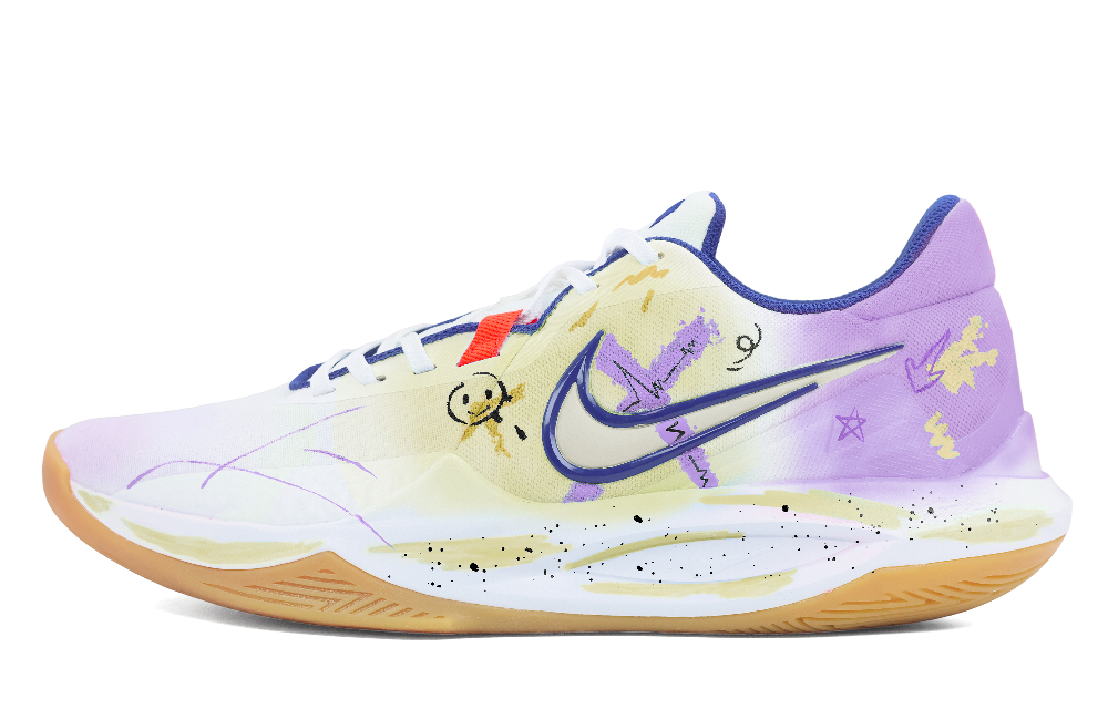 Nike Precision 6 Low Top Basketball Shoes Men's Purple Yellow