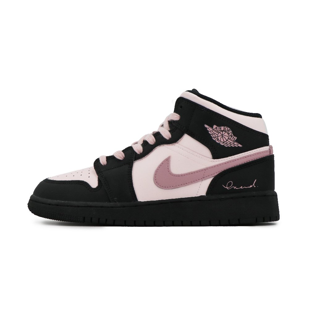 Jordan Air Jordan 1 Cushioning Anti-Slip And Wear-Resistant Mid-Top Vintage Basketball Shoes Women's Black Pink