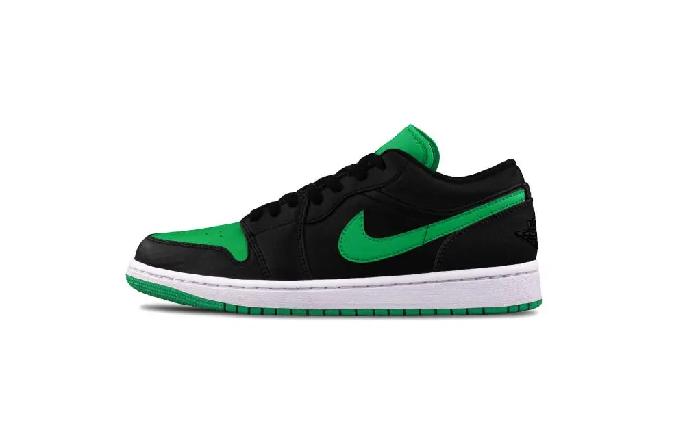Jordan Air Jordan 1 Cushioning, Wear Resistant Low top Vintage Basketball Shoes Unisex Black Green