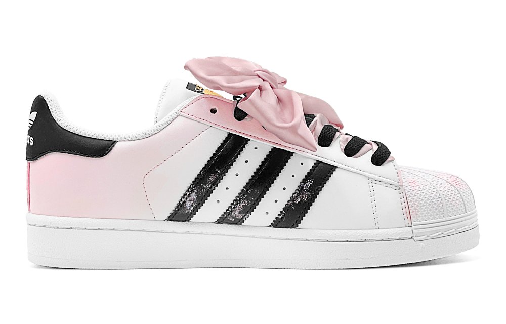 Adidas Originals SUPERSTAR Strawberry Ice Cream Slip-Resistant Low-Top Skateboard Shoes Unisex Black