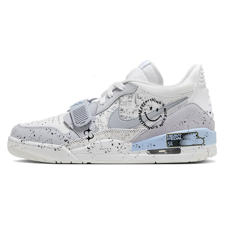 Jordan Legacy 312 Cushioning Anti-Slip Wear-Resistant Breathability Low-Top Vintage Basketball Shoes Men's White Gray
