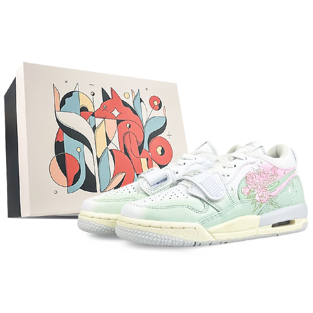 Jordan Legacy 312 Cushioned Slip-Resistant Low-Top Vintage Basketball Shoes GS Pink Green