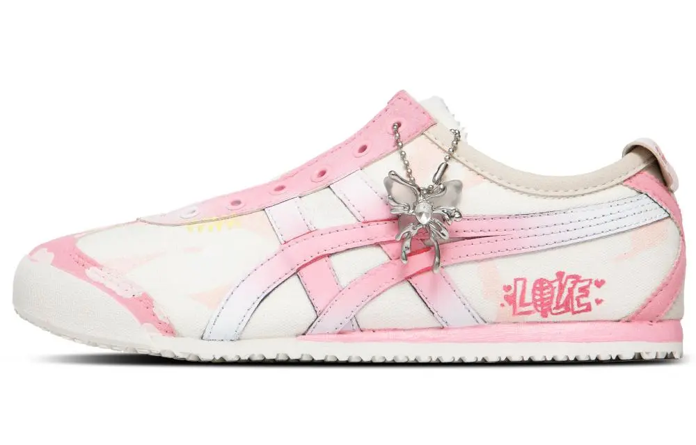 Onitsuka Tiger MEXICO 66 Dreamy Candy Language Non slip Lightweight Low top Casual Shoes Unisex Pink White
