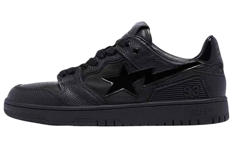 A BATHING APE Bape SK8 Sta Triple Black Patent Leather Sta Logo