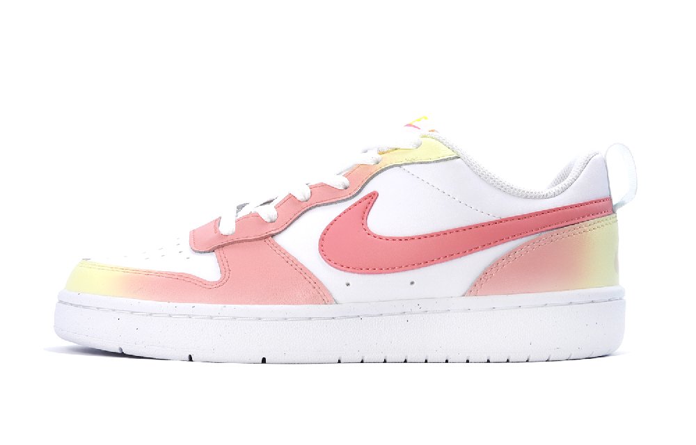 Nike Court Borough Low 2 Low-Top Skateboard Shoes GS Pink Yellow