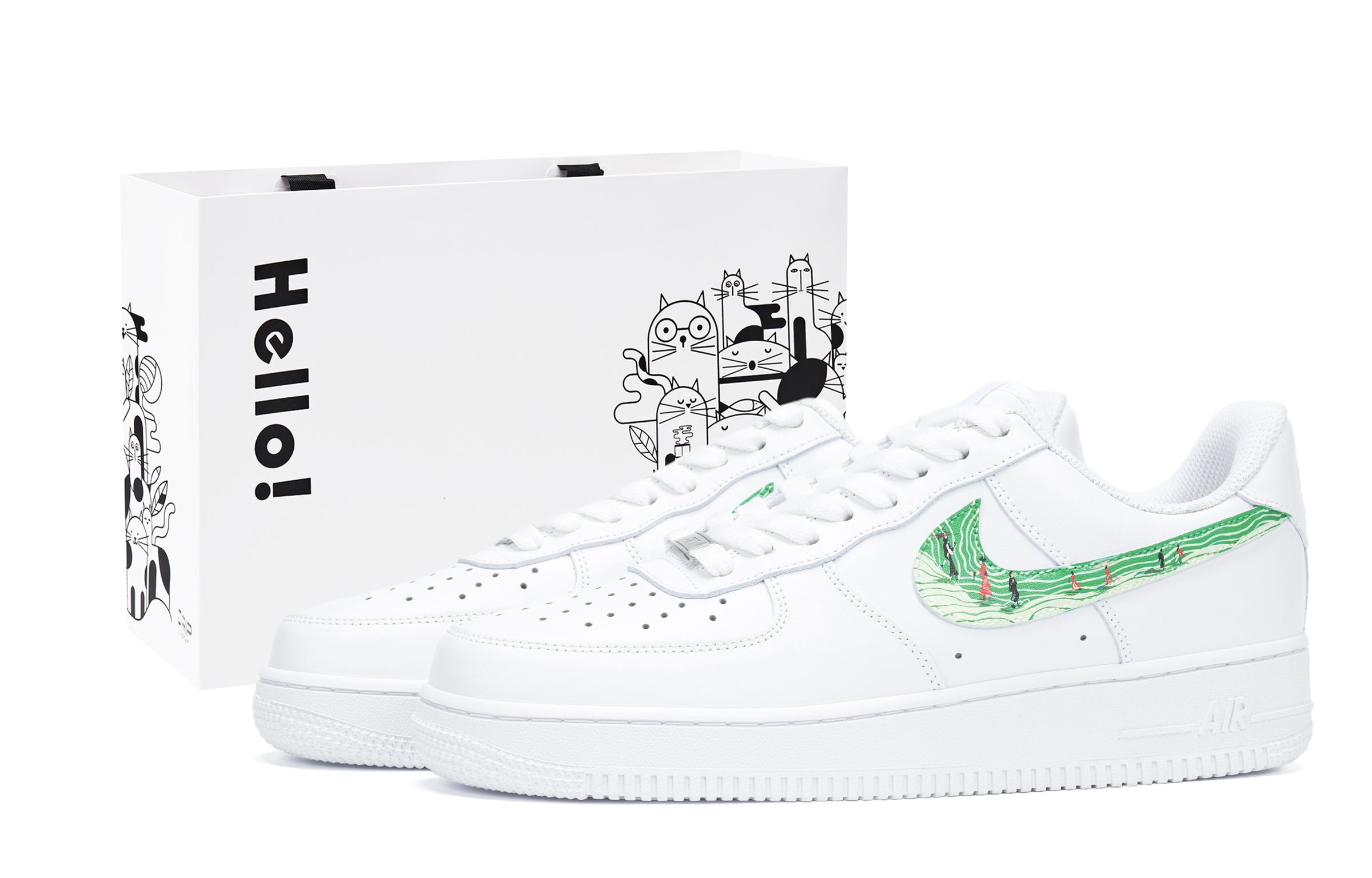 Nike Air Force 1 Skateboard Shoes Unisex White Green
