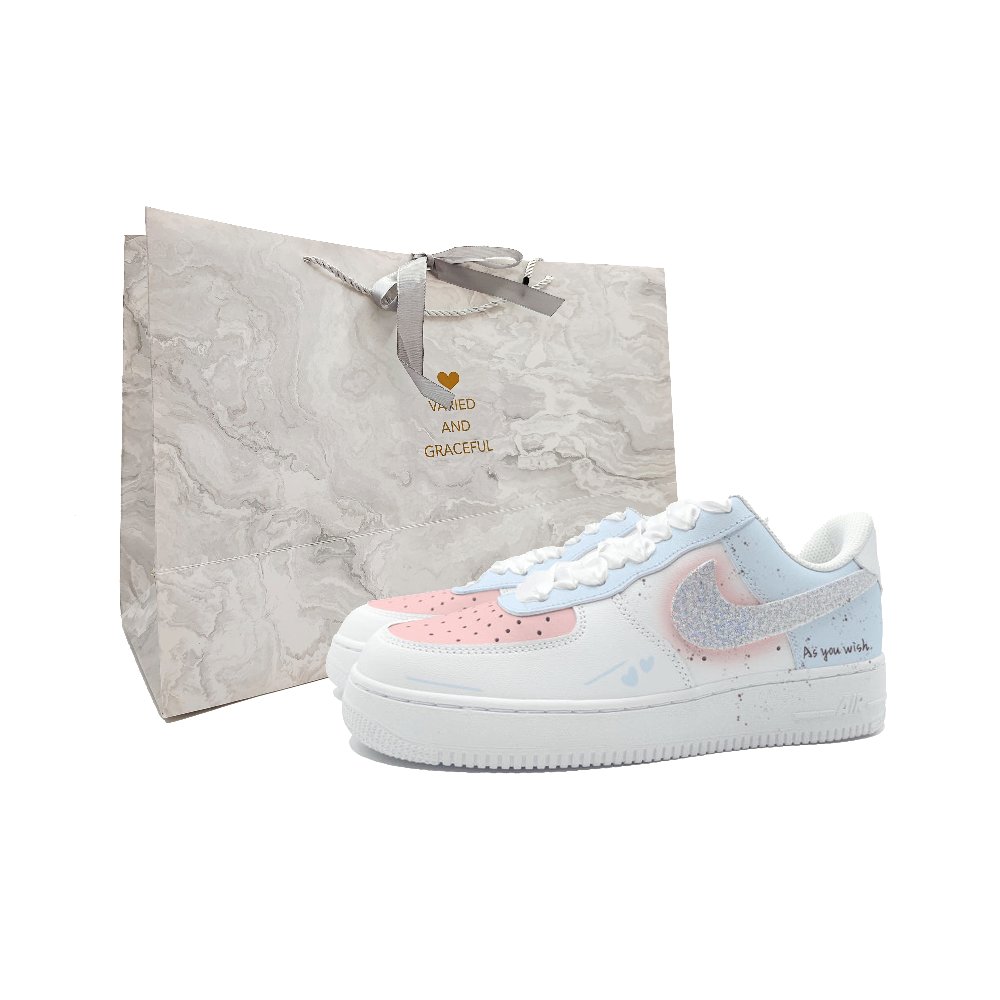 Nike Air Force 1 Anti-Slip Wear-Resistant Low-Top Skateboard Shoes Unisex Sky Blue