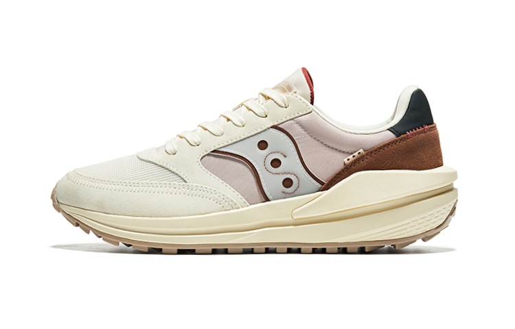 Saucony JAZZ RENEW Anti-Slip Wear-Resistant Low-Top Casual Running Shoes Unisex Beige Brown