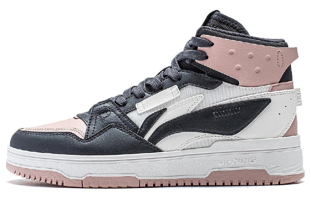 LiNing Yamahara 2.0 Anti Slip Wear Resistant High Top Skateboard Shoes Women's Dark Blue White Pink