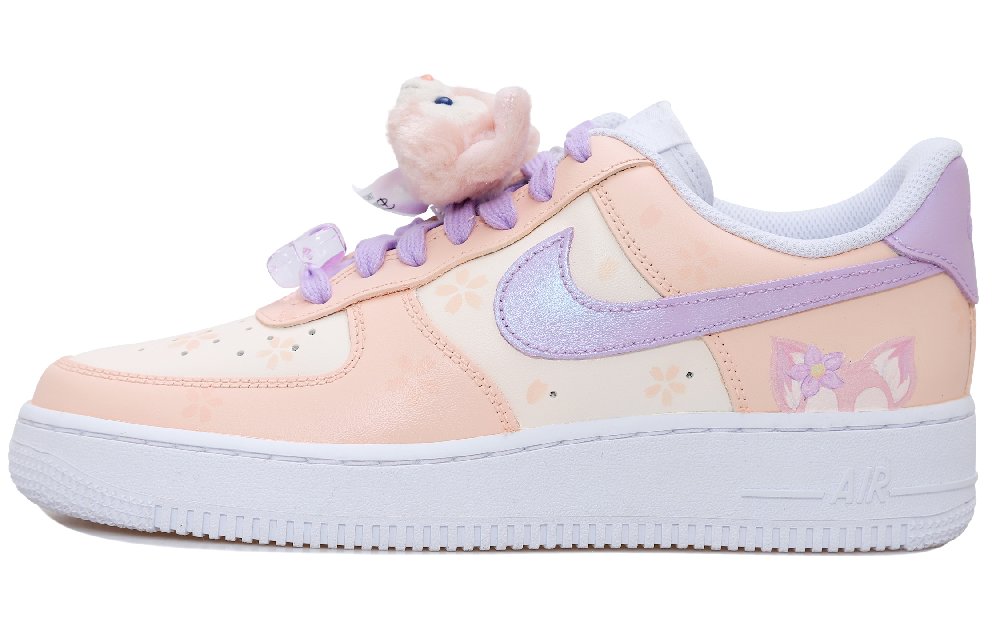 Nike Air Force 1 Little Fox Belle Anti Slip Wear Resistant Low Top Skateboard Shoes Women's White Pink