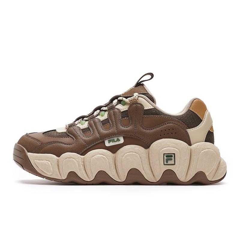 FILA Croissant Coverage Wear-Resistant Slip-Resistant Low-Top Running Shoes Men's Coffee Dark Brown