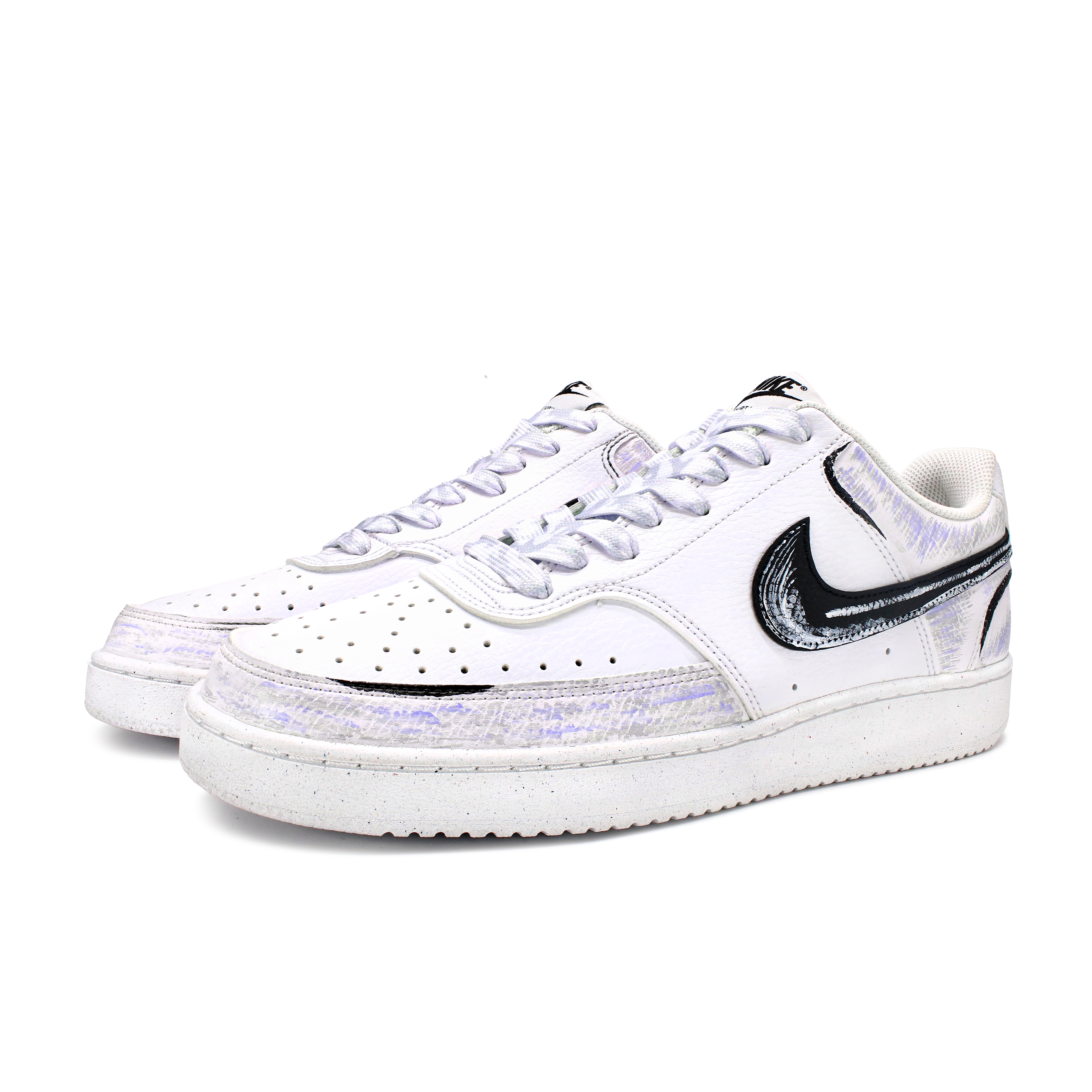 Nike Court Vision 1 Anti-Slip Wear-Resistant Low-Top Skateboard Shoes Men's White Purple купить в интернет-магазине Yoocart с быстрой доставкой по России.