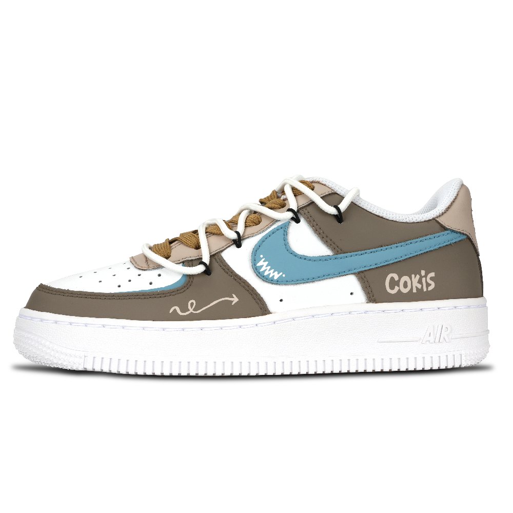 Nike Air Force 1 Graffiti Arrows Abrasion Resistant Low Top Skateboard Shoes Unisex White Brown