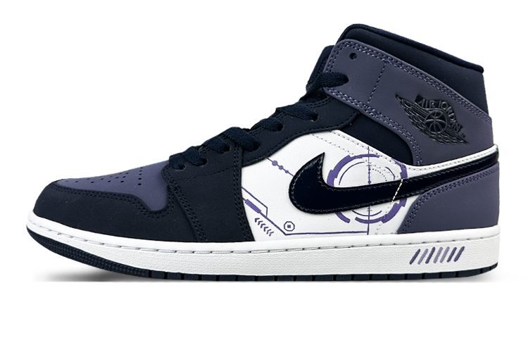 Jordan Air Jordan 1 Cushioning Wear-Resistant Mid-Top Vintage Basketball Shoes Unisex Sanded Purple
