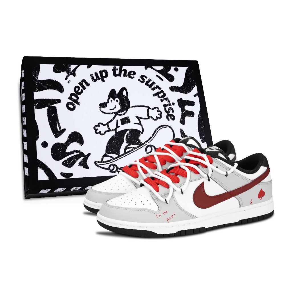 Nike Dunk Red Peach A Anti Slip Wear Resistant Low Top Skateboard Shoes Unisex Light Gray