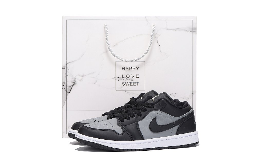 Jordan Air Jordan 1 Anti Slip And Wear Resistant Coverage Low Top Vintage Basketball Shoes Women's Black Gray