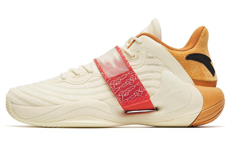 Anta Water Flower 4 Cushioned Slip-Resistant Low-Top Performance Basketball Shoes White Orange Shiba Inu