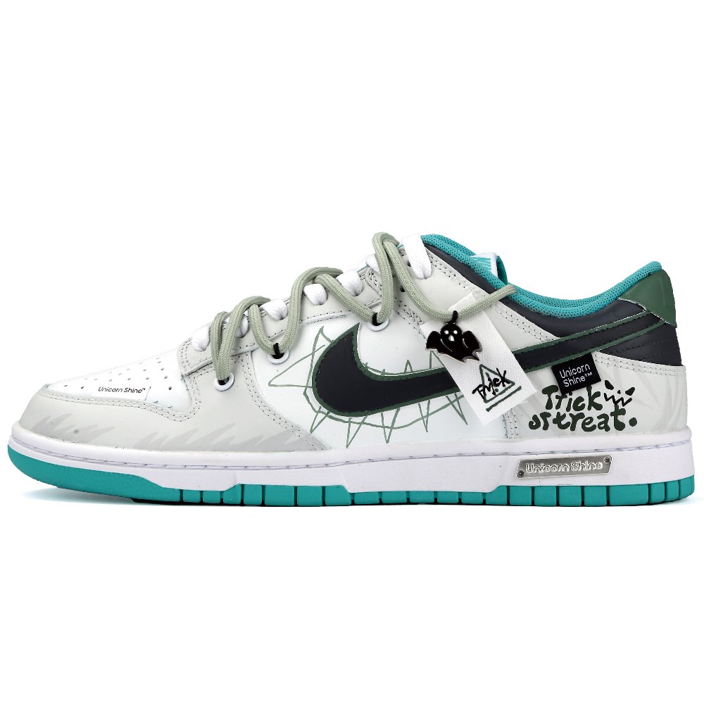 Nike Dunk Be Good If You Don't Cause Trouble. Anti Slip Wear Resistant Low Top Skateboard Shoes Men's Gray Green