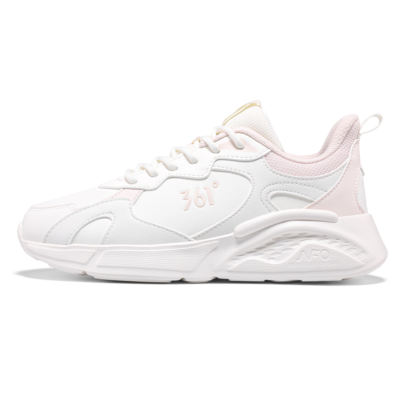 361° Anti Slip Wear Resistant Low Top Running Shoes Women's White Pink