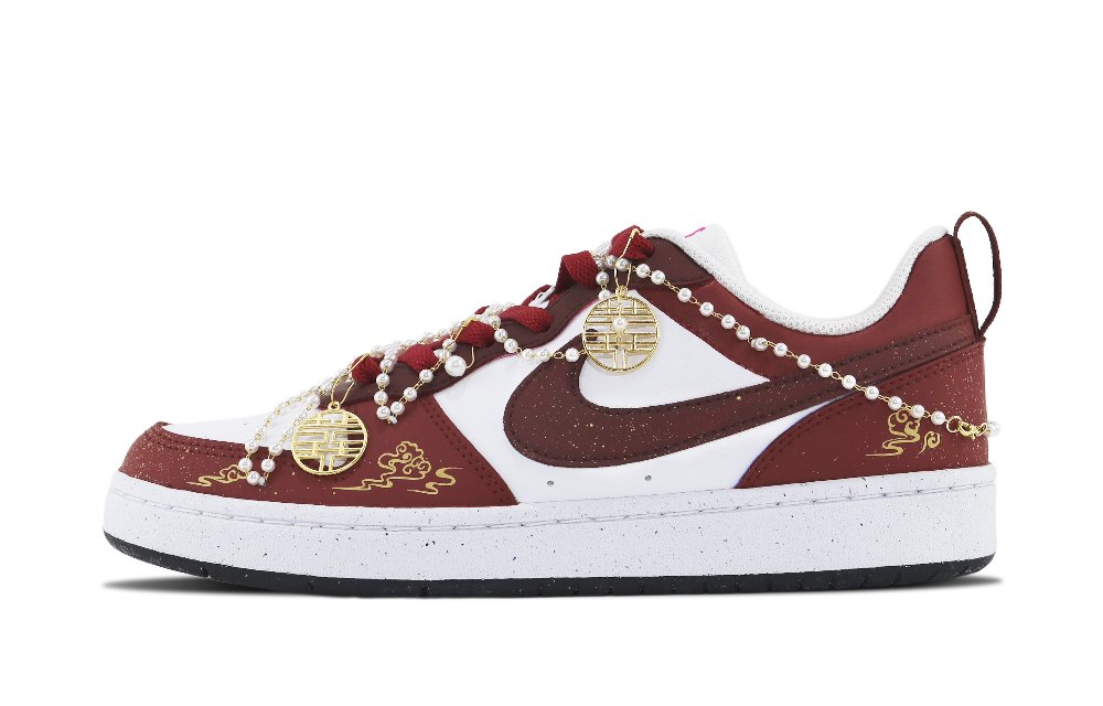 Nike Court Borough Wisdom Fruit, Good News At The Doorstep Low Top Skateboard Shoes GS Gold Red