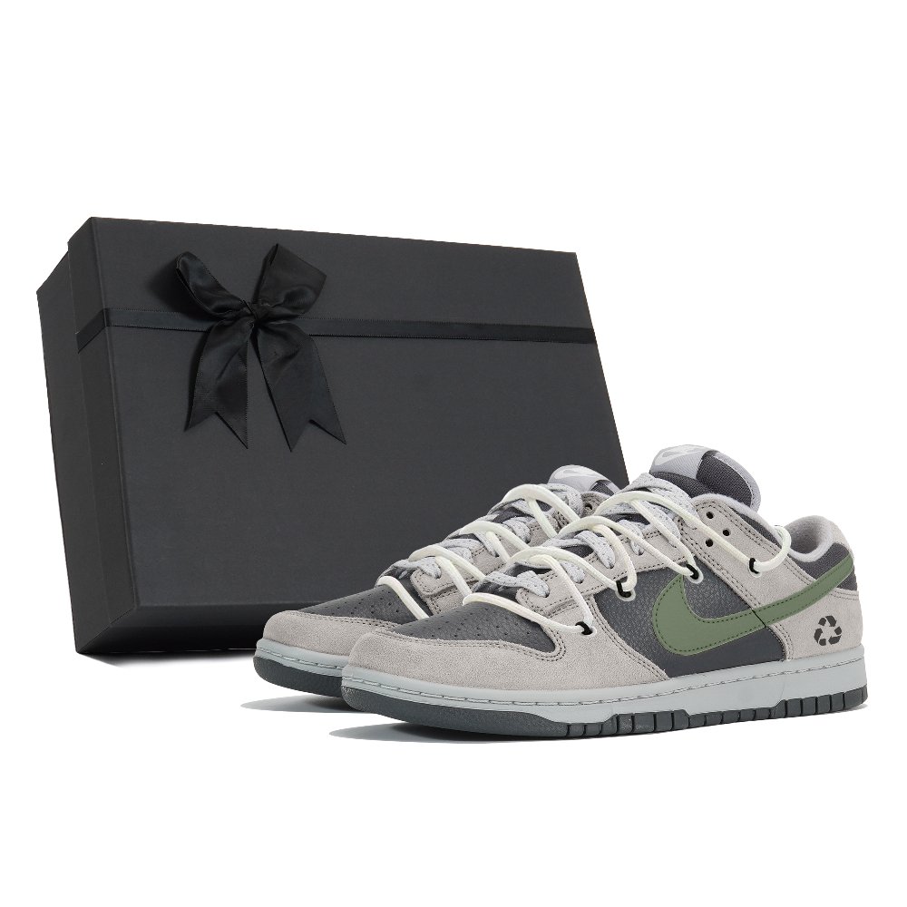 Nike Dunk Anti-Slip Wear-Resistant Low-Top Skateboard Shoes Unisex Gray Black