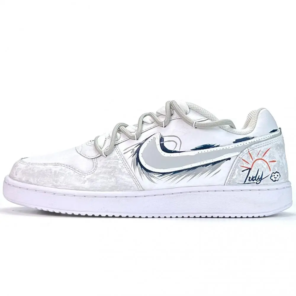 Nike EBERNON Cloud Ink · Reflecting Dawn Cushioning, Wear Resistant Low top Skateboard Shoes Unisex Black White Gray