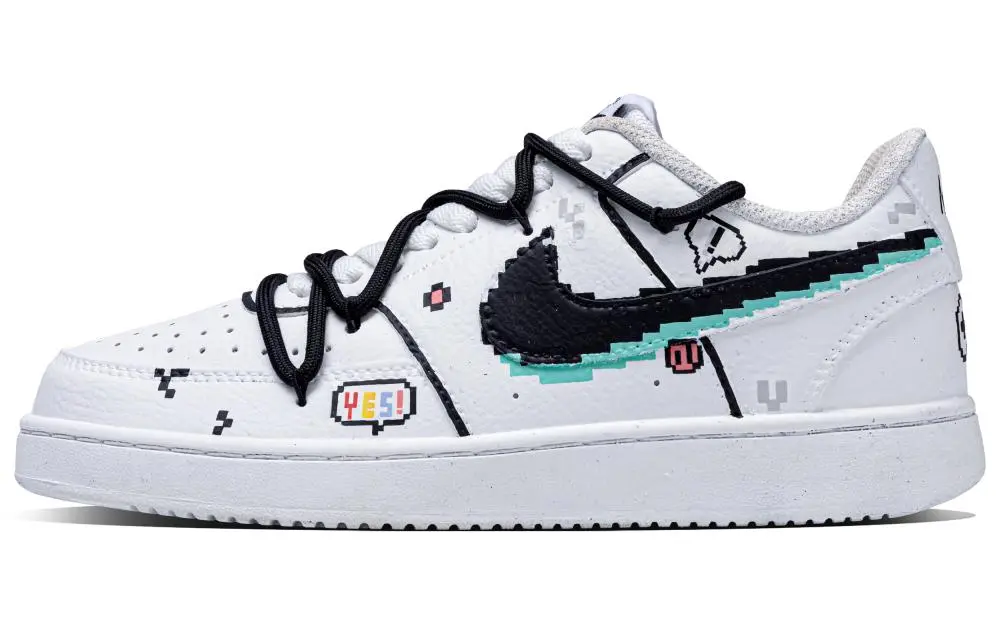 Nike Court Vision 1 Minecraft Abrasion Resistant Low top Skateboard Shoes Unisex Black White