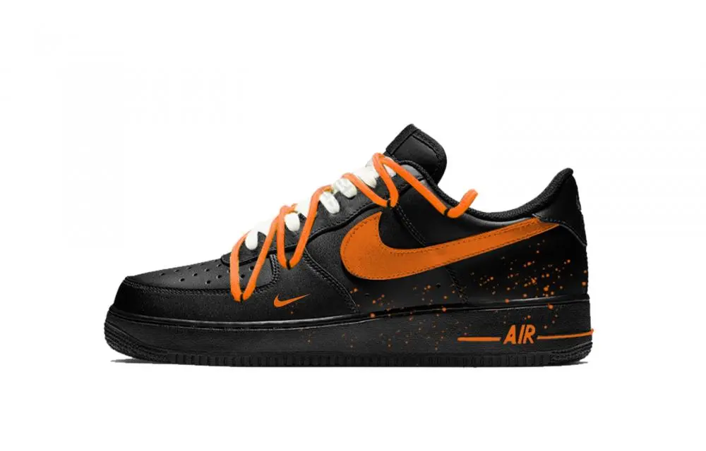 Nike Air Force 1 Skateboard Shoes Unisex Low top Black Orange