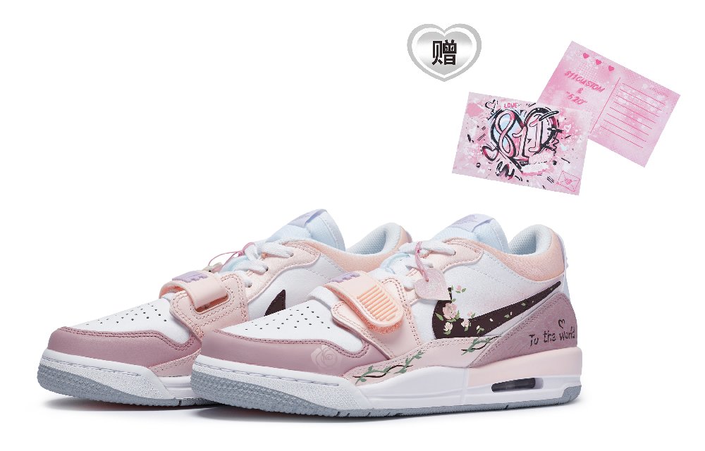 Jordan Legacy 312 811 Manufacture Rose Half Sugar Low-Top Vintage Basketball Shoes Women's Pink White Brown