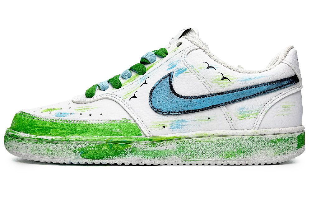 Nike Court Vision 1 Anti-Slip Wear-Resistant Low-Top Skateboard Shoes Unisex Green Blue