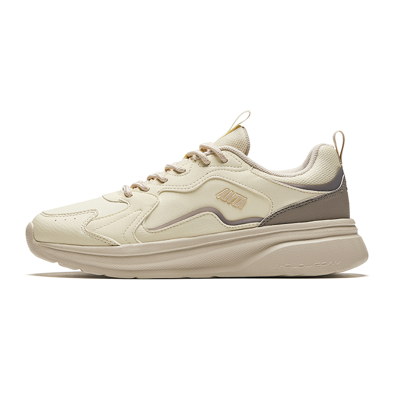 Anta Anti Slip Wear Resistant Low Top Casual Shoes Women's Light Beige White