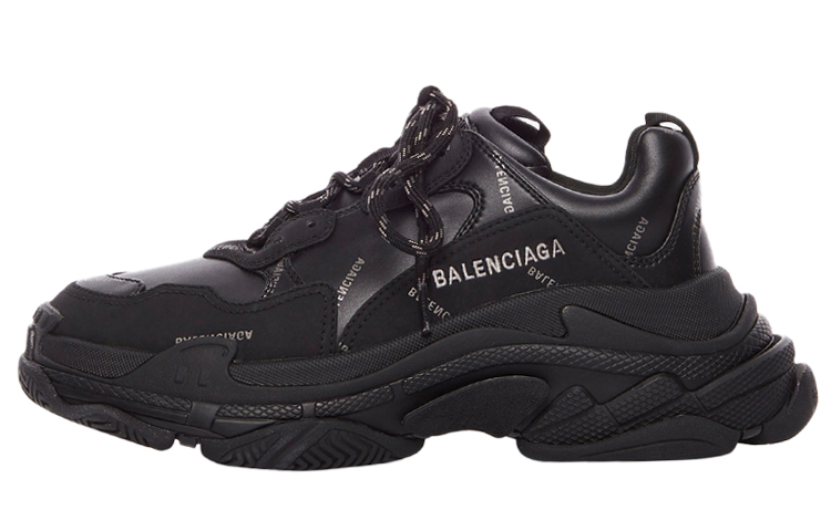 Balenciaga Triple S AllOver Logo Black Grey Leather Free