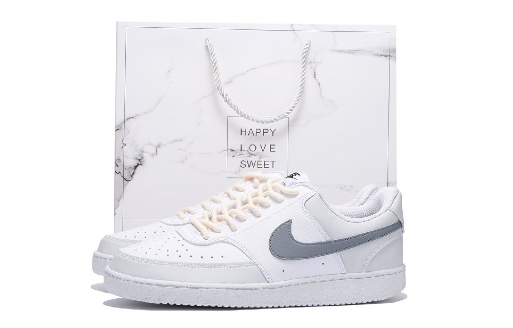 Nike Court Vision 1 Coverage Slip Resistant And Abrasion Resistant Low Top Skateboard Shoes Men's Light Gray