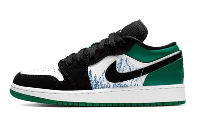 Jordan Air Jordan 1 Slip Resistant Low Top Vintage Basketball Shoes GS Black Green