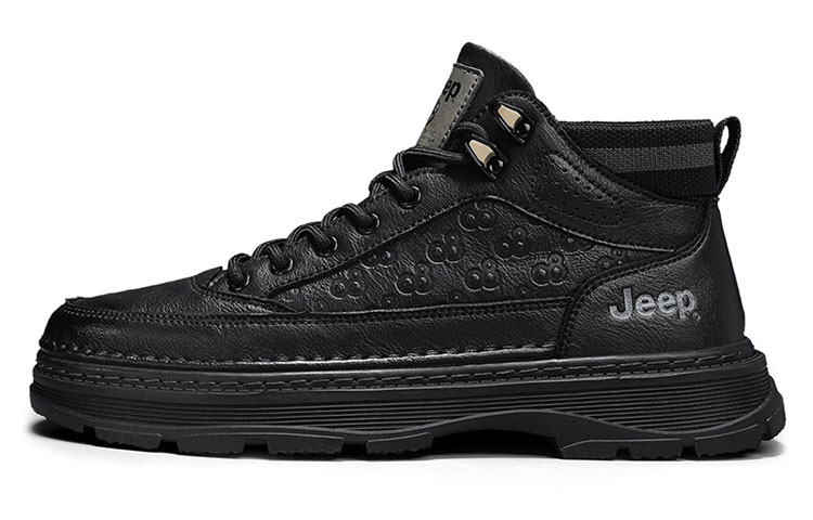 Jeep Abrasion Resistant Slip Resistant Mid Top Casual Shoes Men's Black Warrior