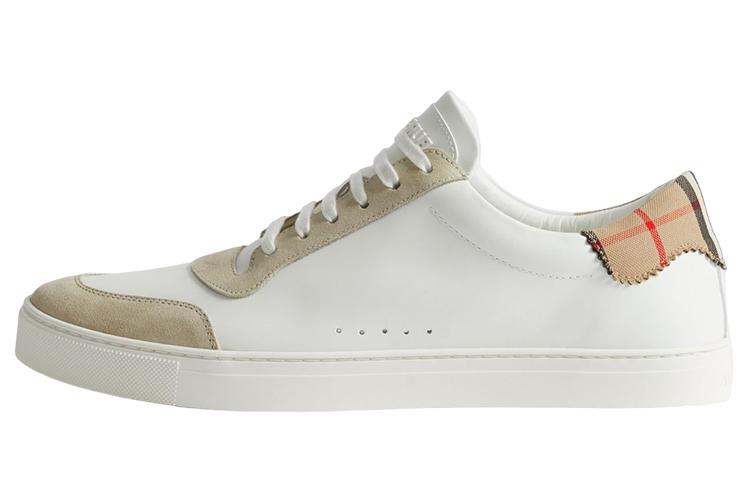 Burberry Cotton Check Sneakers Neutral White