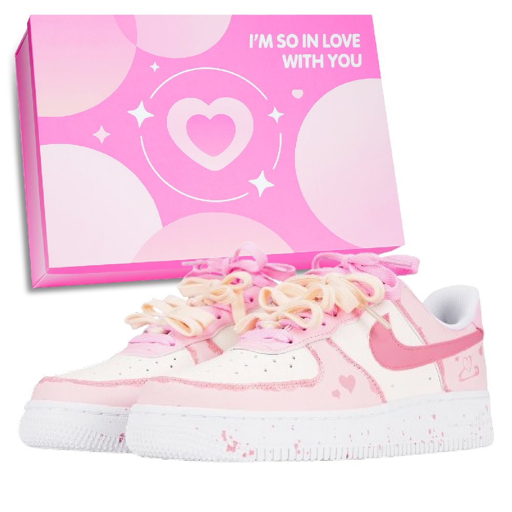 Nike Air Force 1 Heart Pin Low Top Skateboard Shoes Unisex Pink