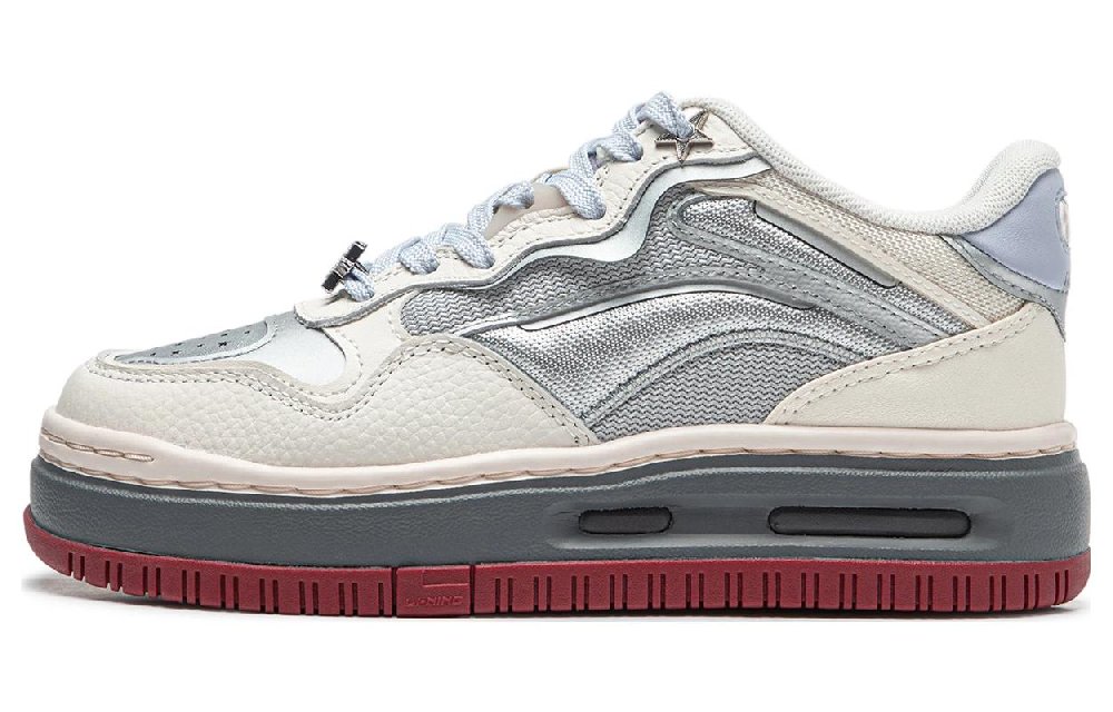 LiNing Future C1 Abrasion Resistant Low Top Skateboard Shoes Women's White Silver