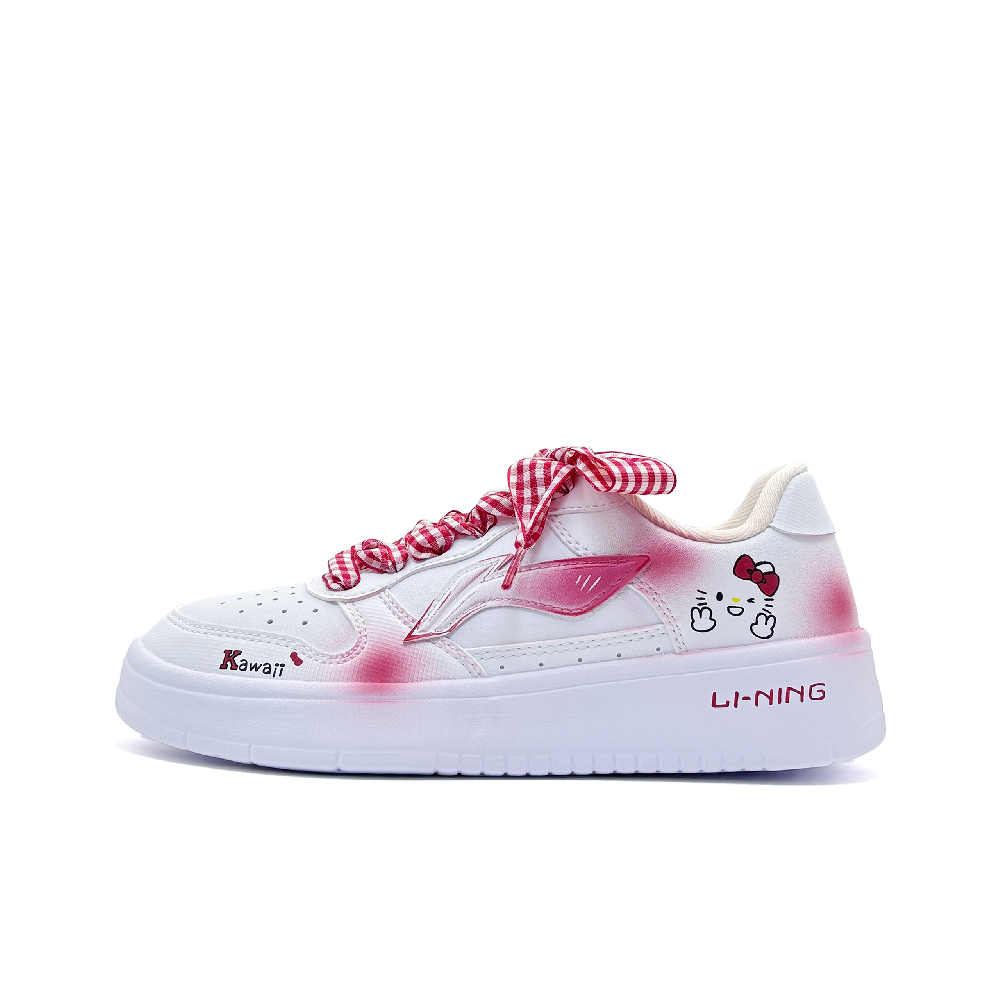 LiNing Pontoon Boats Slip Resistant Abrasion Resistant Low top Skateboard Shoes Women's Red White
