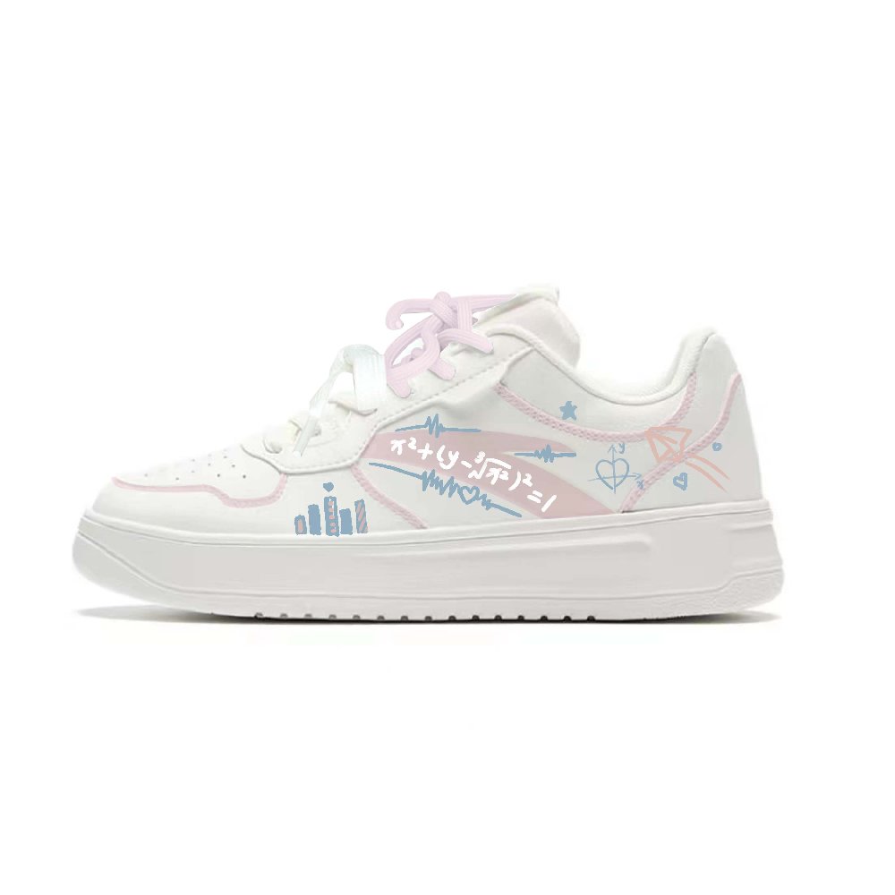 Anta Slip Resistant, Abrasion Resistant, Breathable Low Top Skateboard Shoes Unisex White Pink Blue