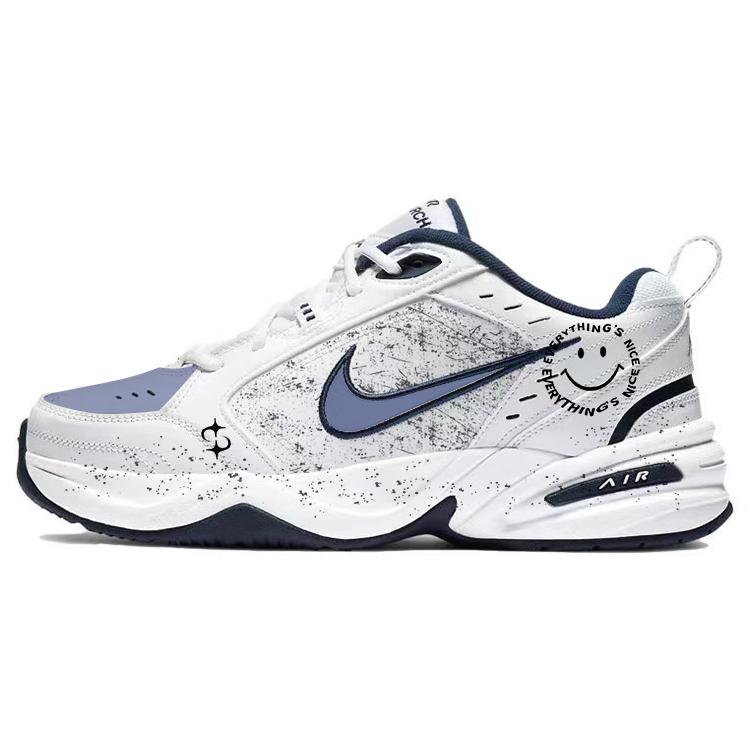 Nike Air Monarch 4 Anti-Slip Wear-Resistant Low-Top Chunky Sneakers Unisex Blue White