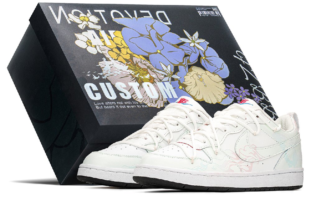 Nike Court Borough Series Low Top Skateboard Shoes GS Pink Blue White
