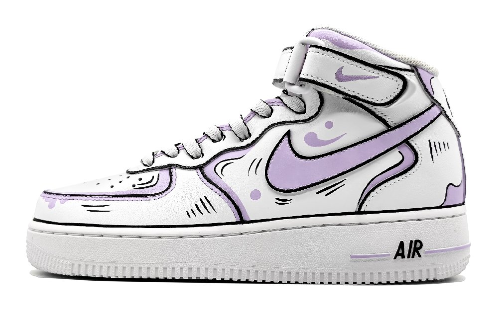 Nike Air Force 1 LE Mid-Top Skateboard Shoes GS Purple Gray