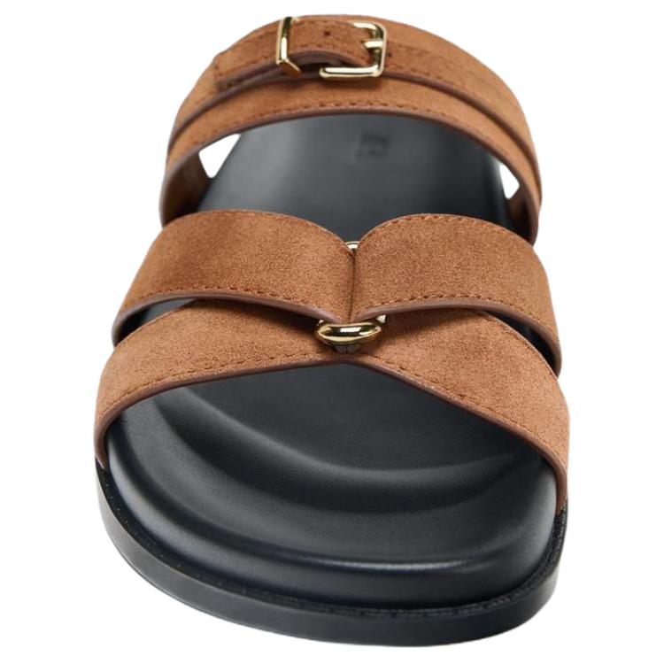ZARA Slide Slippers Women's Dark Brown Yellow купить в интернет-магазине Yoocart с быстрой доставкой по России.