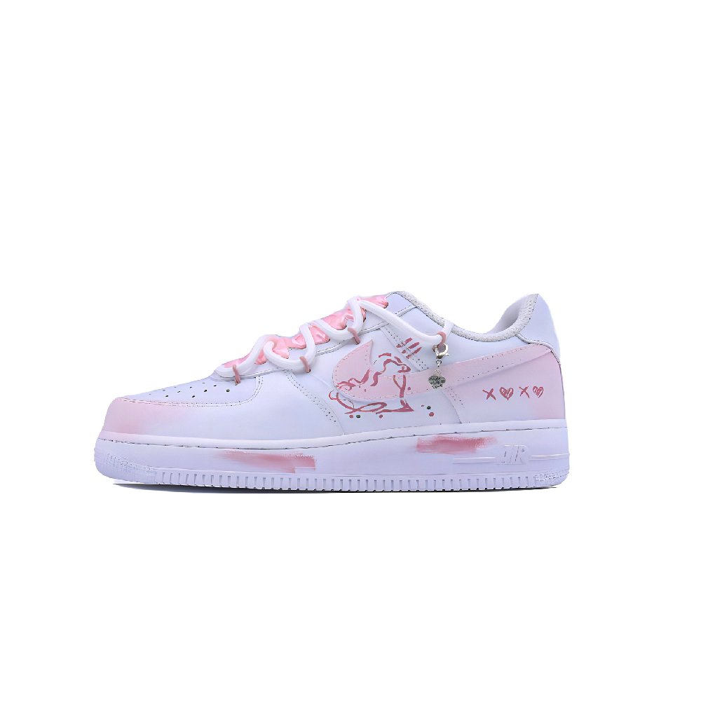 Nike Air Force 1 07 Abrasion Resistant Low Top Skateboard Shoes Unisex White Pink