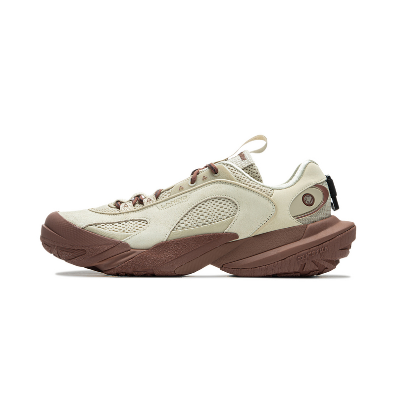 LiNing CF Tracing Hiking EDC Anti Slip Wear Resistant Low Top Trekking Shoes Unisex Green Brown