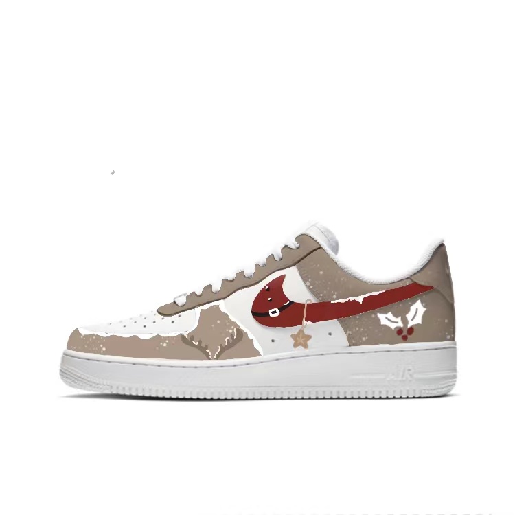 Nike Air Force 1 Low-Top Skateboard Shoes Men's White Brown