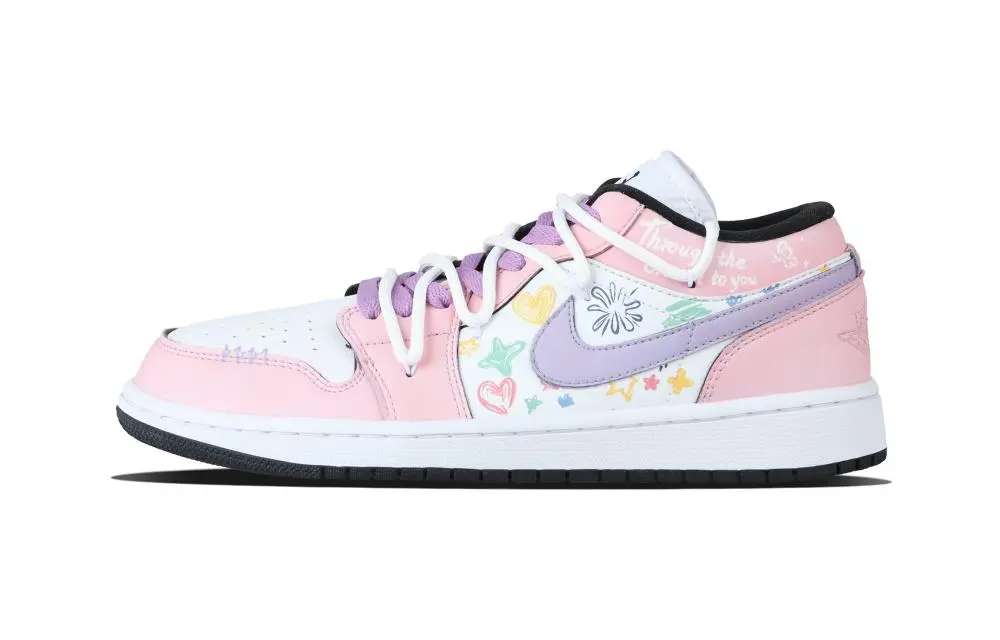 Jordan Air Jordan 1 Heartfelt Journey Vintage Basketball Shoes Unisex Pink