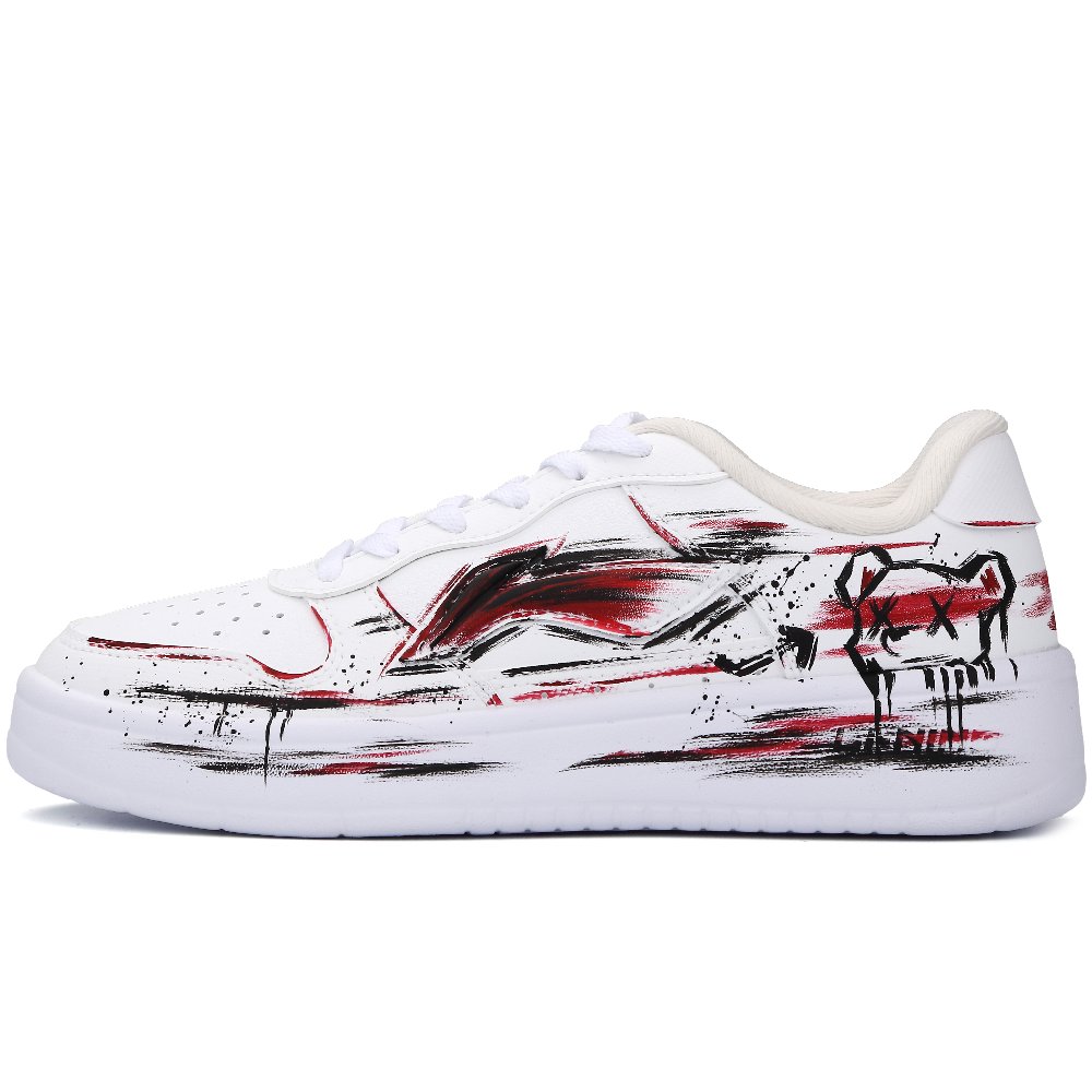 LiNing Pontoon Boats Abrasion Resistant Breathable Height Increasing Low top Skateboard Shoes Unisex Black Red